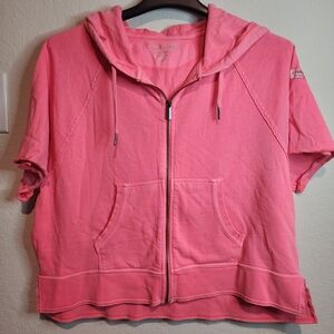 Calvin Klein Coral Performance Short-Sleeve Zip Hoodie